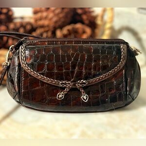 Brighton Brown Croc-Embossed Crossbody Bag